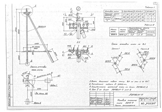 Угловая анкерная опора УА10-9